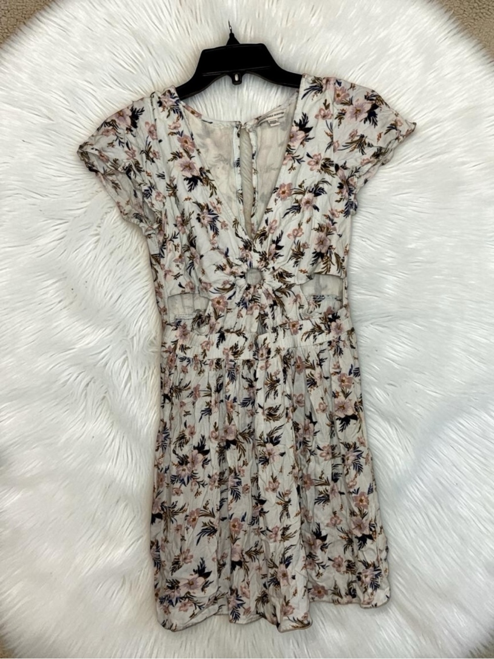 |American Eagle Outfitters| Light Blue Floral |Cut Out Mini Dress |Size Small |
